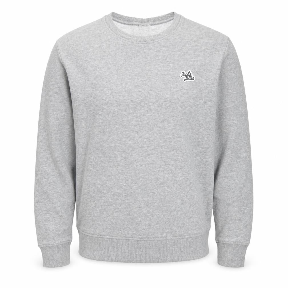 Front view of Jack & Jones Men's Grey Crew Neck Pullover Sweatshirt L