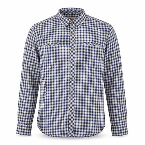 Jack Russell Men's Blue Check Cotton Button-Up Long Sleeve Shirt M
