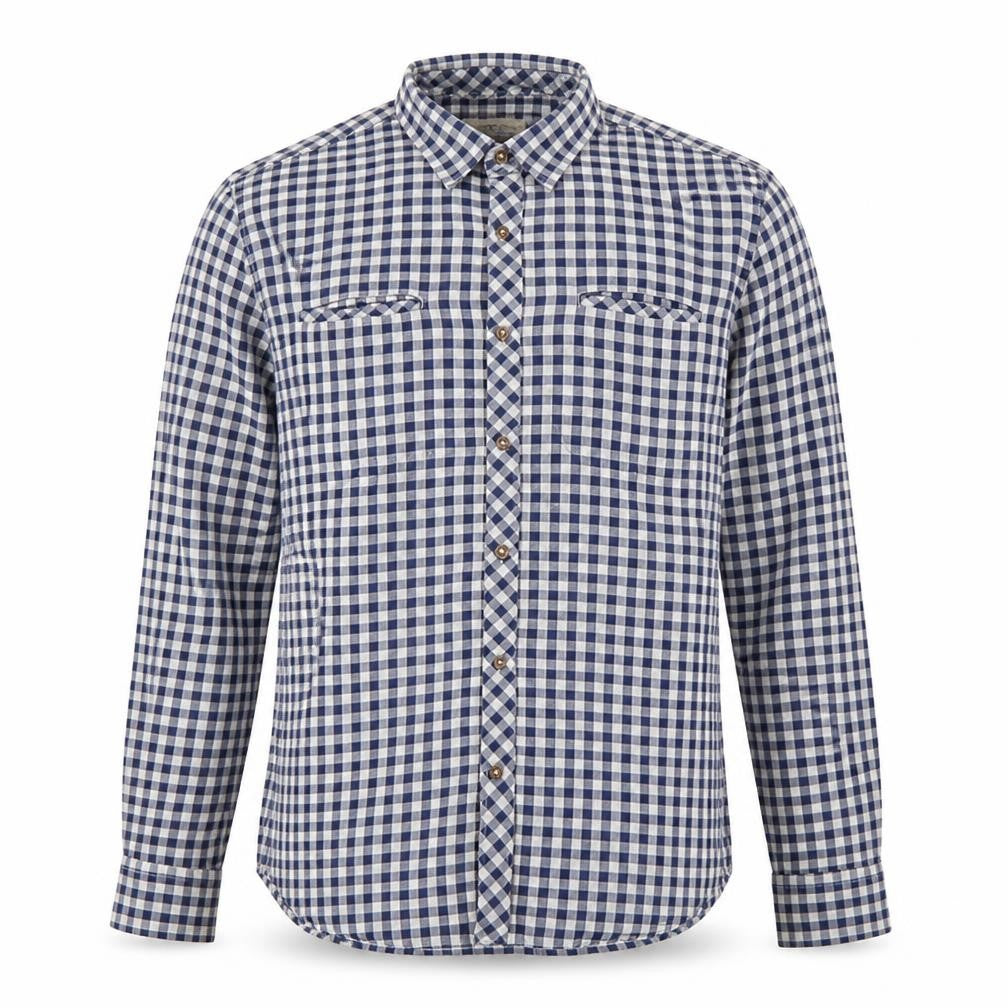 Jack Russell Men's Blue Check Cotton Button-Up Long Sleeve Shirt M
