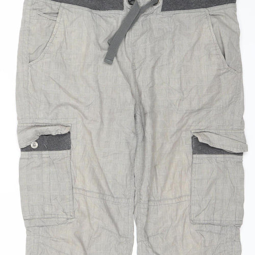 River Island Men’s Grey Cargo Shorts Size 36 W Drawstring Waist 100% Cotton