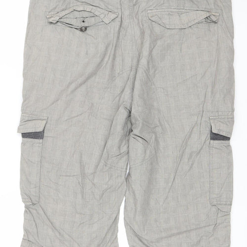 River Island Men’s Grey Cargo Shorts Size 36 W Drawstring Waist 100% Cotton