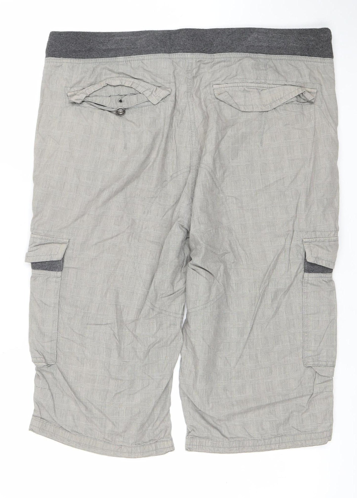 River Island Men’s Grey Cargo Shorts Size 36 W Drawstring Waist 100% Cotton