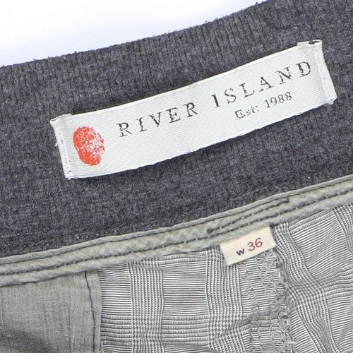 River Island Men’s Grey Cargo Shorts Size 36 W Drawstring Waist 100% Cotton