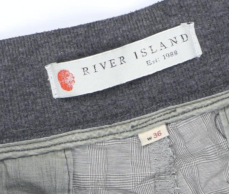 River Island Men’s Grey Cargo Shorts Size 36 W Drawstring Waist 100% Cotton