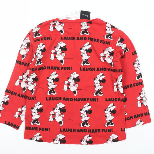 ZARA Girls Red Disney Minnie Mouse Long Sleeve T-Shirt 2-3 Years