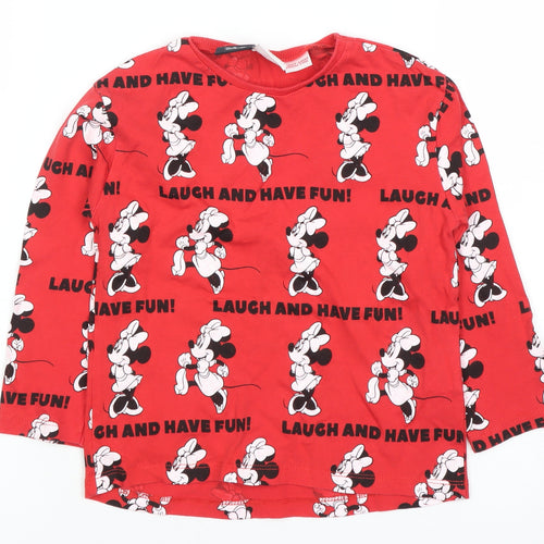 ZARA Girls Red Disney Minnie Mouse Long Sleeve T-Shirt 2-3 Years