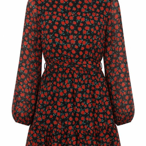 Dunnes Women Black Floral Fit & Flare Short Dress XS