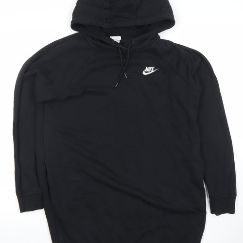 Nike Womens Black XS Pullover Hoodie Dress Cotton Blend Casual