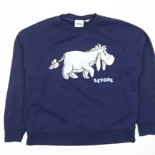 Disney Women’s Navy Blue Eeyore Sweatshirt Size XS Pullover Cotton Blend