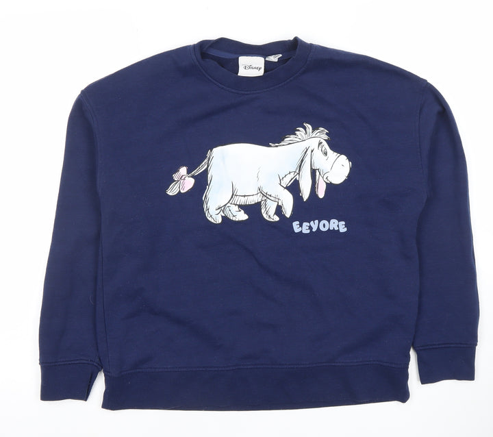 Disney Women’s Navy Blue Eeyore Sweatshirt Size XS Pullover Cotton Blend
