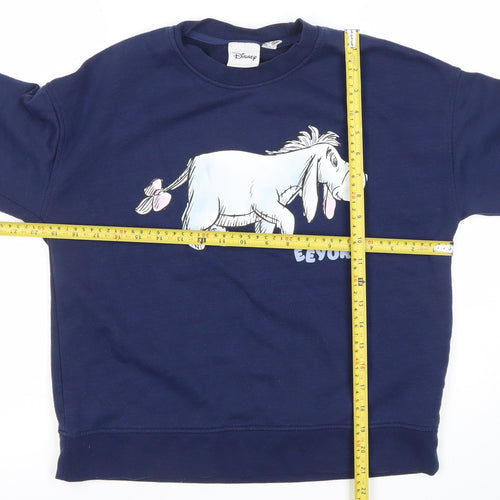 Disney Women’s Navy Blue Eeyore Sweatshirt Size XS Pullover Cotton Blend