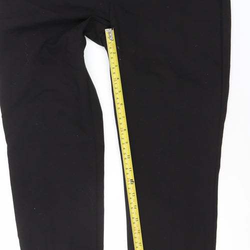 Zara Basic Women Black Lace Hem Cropped Trousers Size M UK12