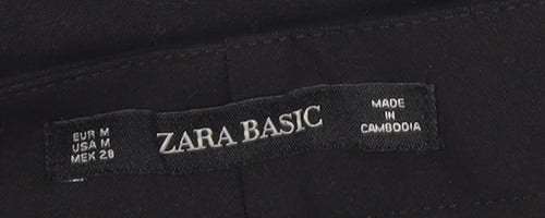 Zara Basic Women Black Lace Hem Cropped Trousers Size M UK12