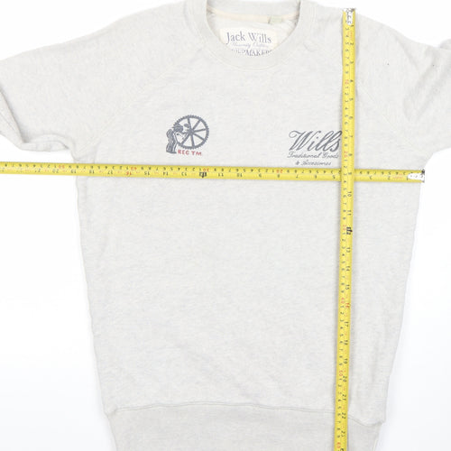 Jack Wills Mens Grey Small Pullover Sweatshirt Crew Neck Embroidered Logo
