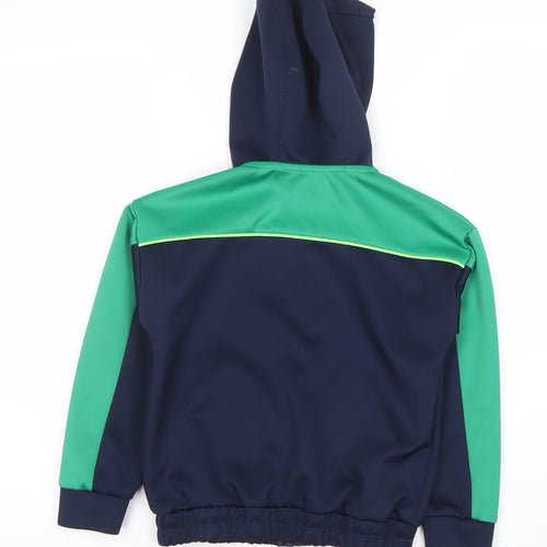 Dunnes Stores Boys Navy Green Full Zip Hoodie 6-7 Years Polyester Blend Ireland Logo