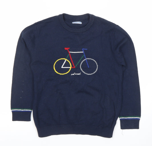 Mayoral Boys Navy Blue Pullover Jumper 8 Years Cotton Blend Bicycle Design