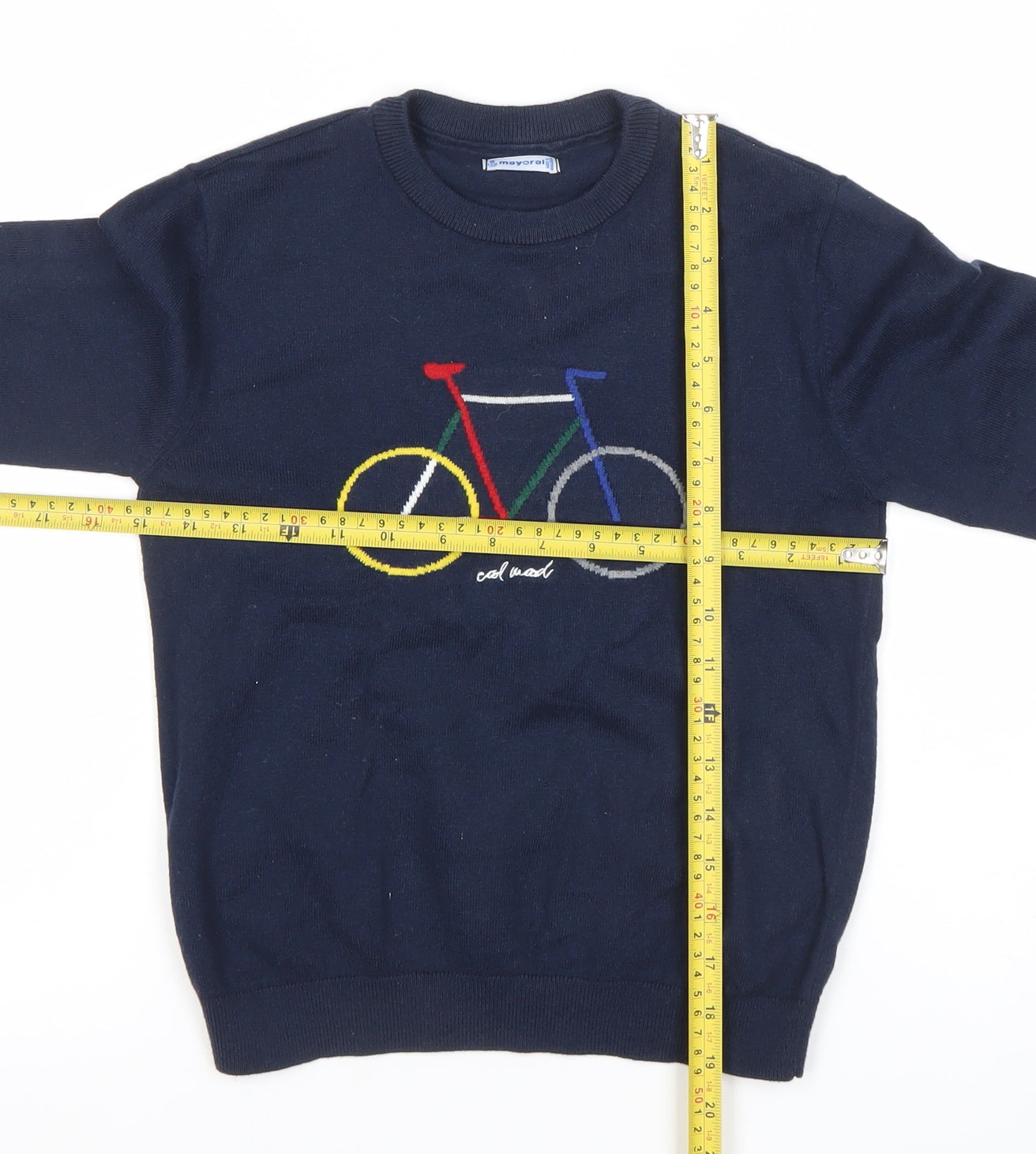 Mayoral Boys Navy Blue Pullover Jumper 8 Years Cotton Blend Bicycle Design