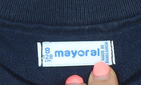 Mayoral Boys Navy Blue Pullover Jumper 8 Years Cotton Blend Bicycle Design