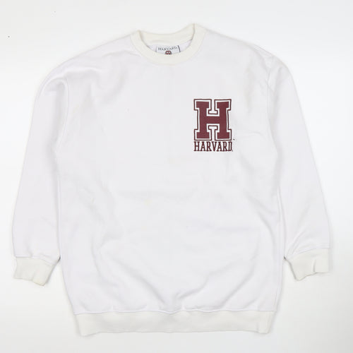 Harvard Mens White Crew Neck Pullover Sweatshirt Size S Regular Fit