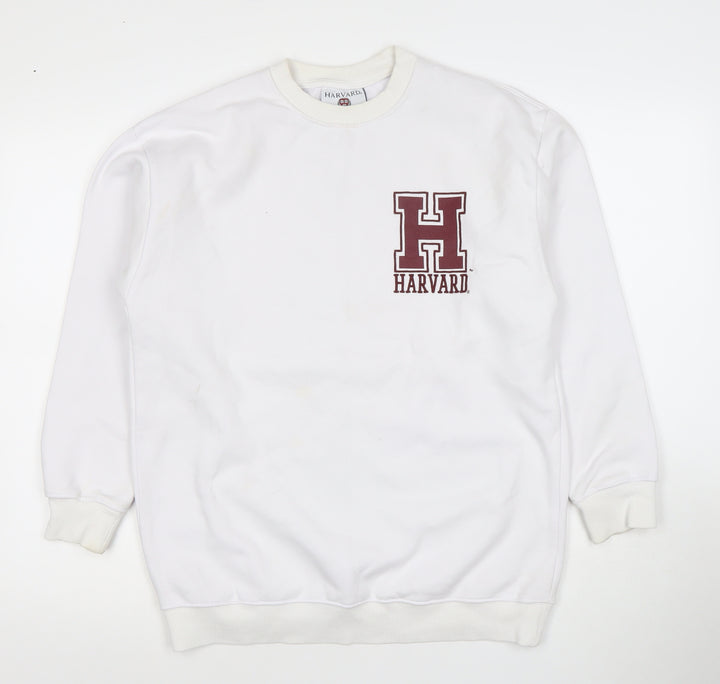Harvard Mens White Crew Neck Pullover Sweatshirt Size S Regular Fit