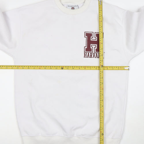 Harvard Mens White Crew Neck Pullover Sweatshirt Size S Regular Fit