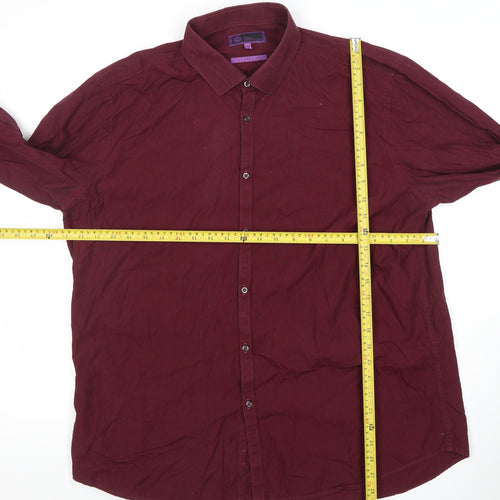 Next Men's Red Striped Tailored Fit Formal Dress Shirt 17.5in