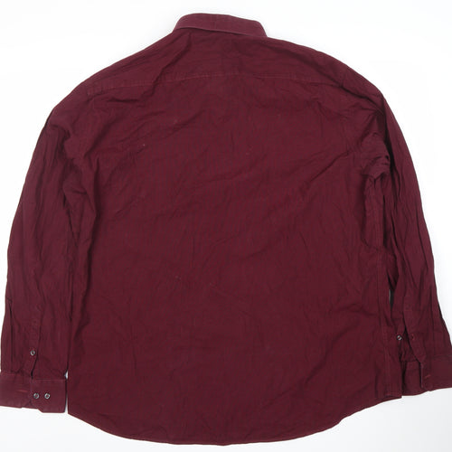 Next Men's Red Striped Tailored Fit Formal Dress Shirt 17.5in