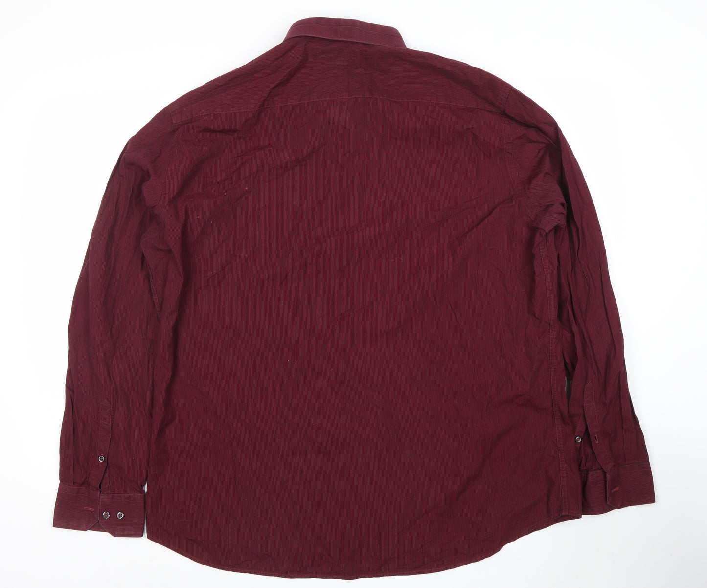 Next Men's Red Striped Tailored Fit Formal Dress Shirt 17.5in