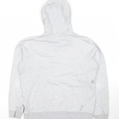 Nike Men Grey Pullover Hoodie M Regular Fit Fleece Cotton Blend