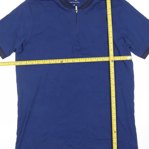 Dunnes Stores Men's Blue XL Cotton Zip Polo Shirt