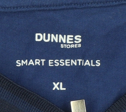 Dunnes Stores Men's Blue XL Cotton Zip Polo Shirt