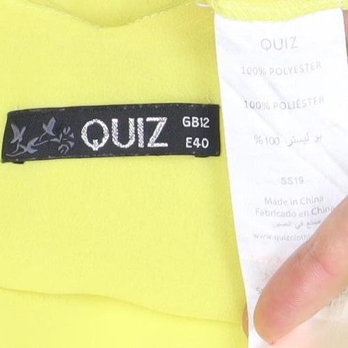 OUIZ Women Yellow Off Shoulder Ruffle Chiffon Blouse Size 12