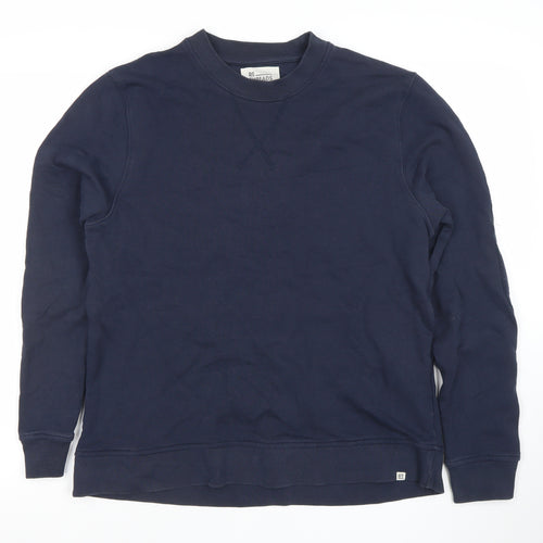 RE THREADS Men's Blue Cotton Crew Neck Pullover Sweatshirt Size S