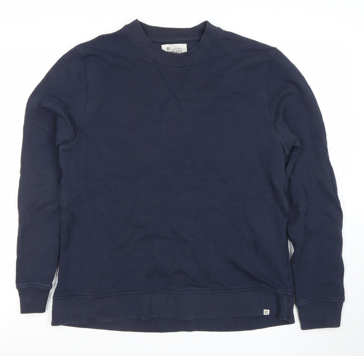 RE THREADS Men's Blue Cotton Crew Neck Pullover Sweatshirt Size S