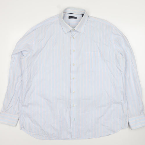 Tommy Hilfiger Men's Blue Striped Cotton Dress Shirt 18.5in/46 Classic Fit