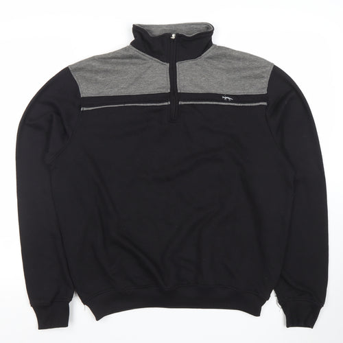 J.J. Wills Men's Black 1/4 Zip Mock Neck Sweatshirt L