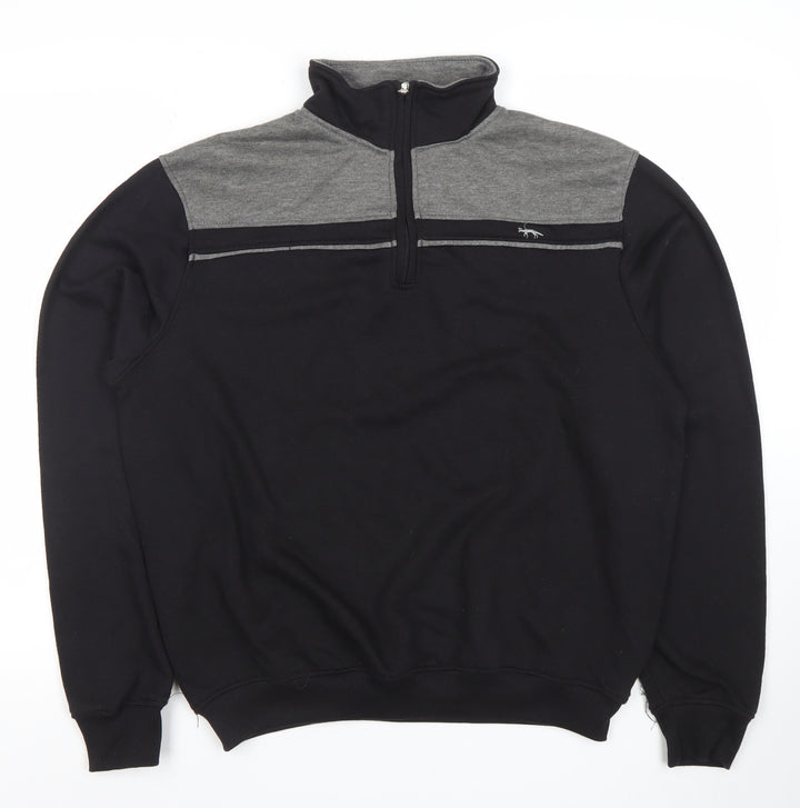 J.J. Wills Men's Black 1/4 Zip Mock Neck Sweatshirt L