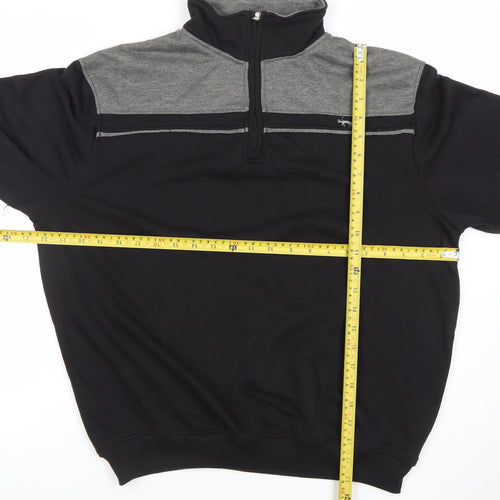 J.J. Wills Men's Black 1/4 Zip Mock Neck Sweatshirt L