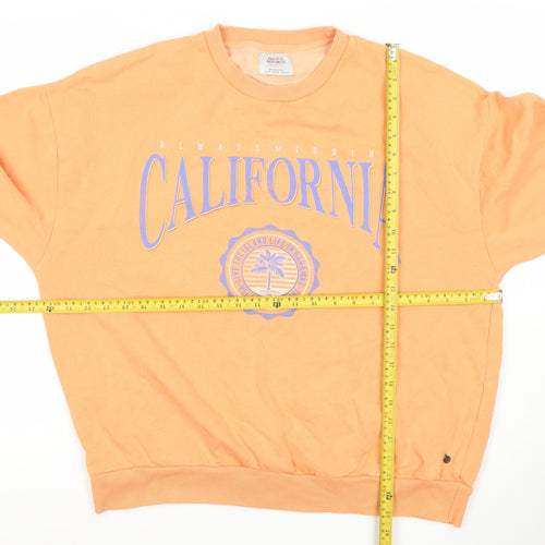 Pull & Bear Women’s Orange California Sweatshirt M Relaxed Fit