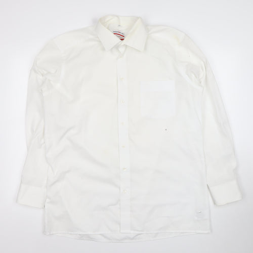 Marvelis Men's White Slim Fit Non-Iron Cotton Dress Shirt 17.5in