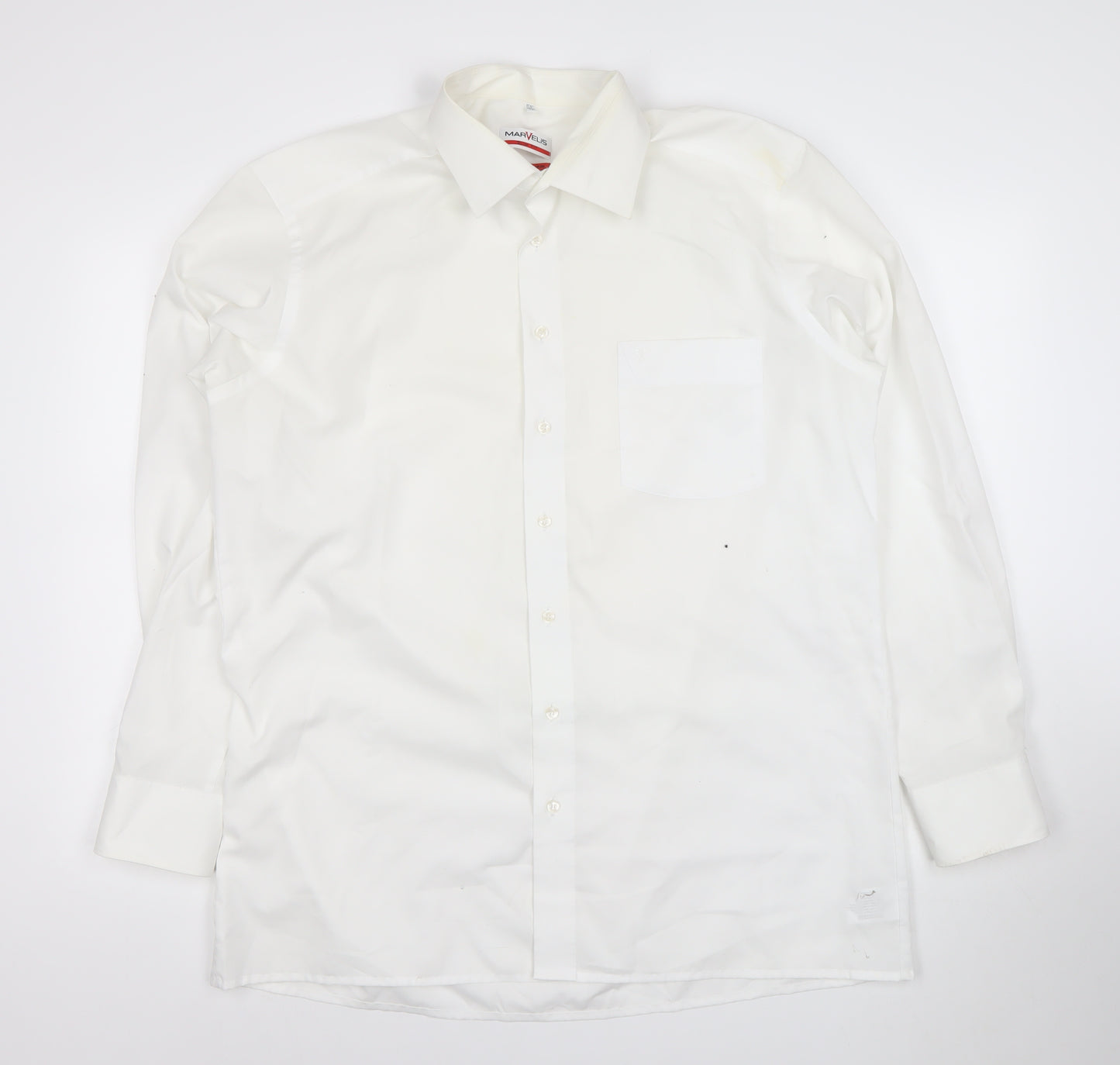 Marvelis Men's White Slim Fit Non-Iron Cotton Dress Shirt 17.5in