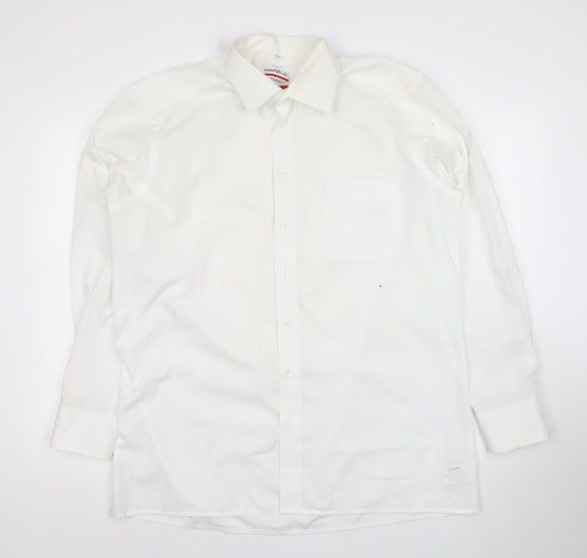 Marvelis Men's White Slim Fit Non-Iron Cotton Dress Shirt 17.5in