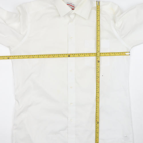 Marvelis Men's White Slim Fit Non-Iron Cotton Dress Shirt 17.5in