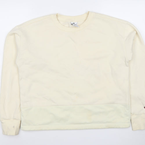 Champion Women's Beige Crew Neck Pullover Sweatshirt Size L Cotton Blend
