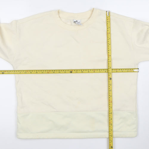 Champion Women's Beige Crew Neck Pullover Sweatshirt Size L Cotton Blend