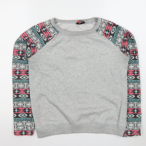 FB Sister Women's Grey Aztec Long Sleeve Pullover Sweatshirt XS