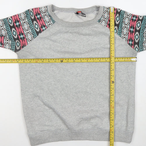 FB Sister Women's Grey Aztec Long Sleeve Pullover Sweatshirt XS