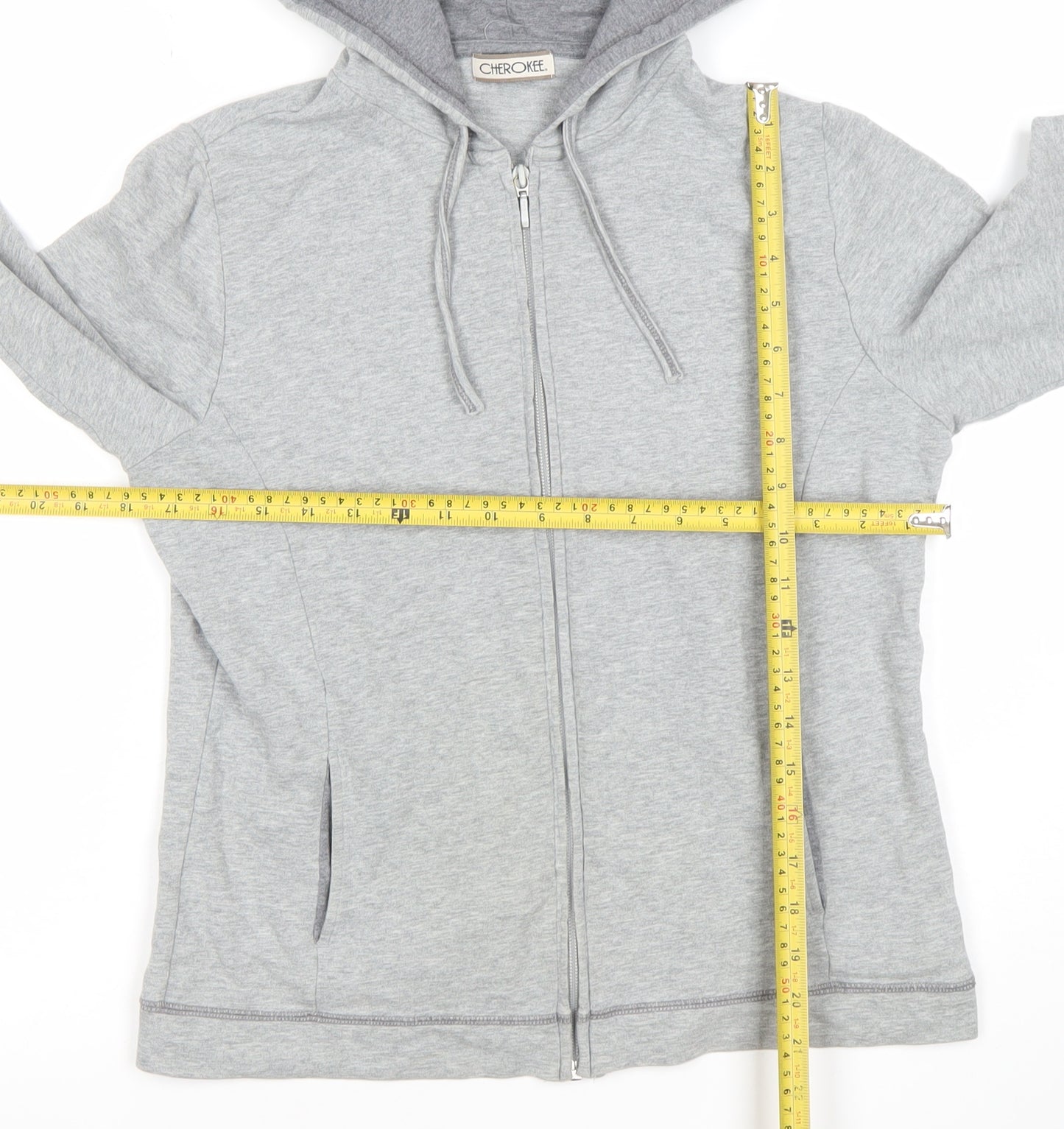 Cherokee Women’s Grey Full Zip Hoodie Size 14 Cotton Blend
