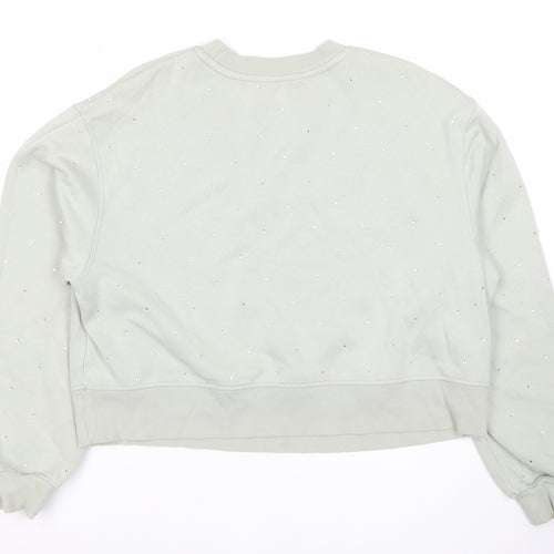 H&M Women's Grey Paris Amour Embellished Sweatshirt Size L