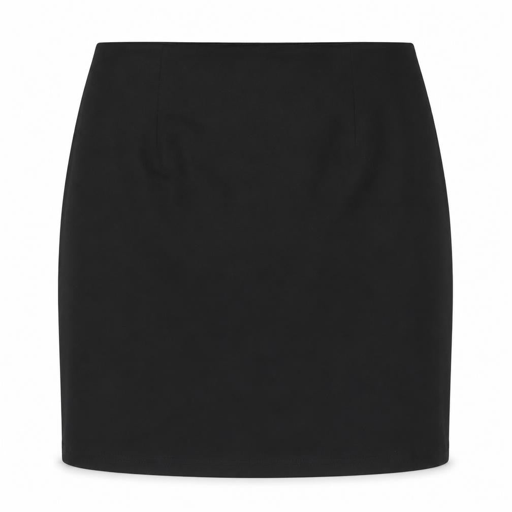 Front view of Vero Moda women’s black pencil skirt, size M, zip front stretch workwear